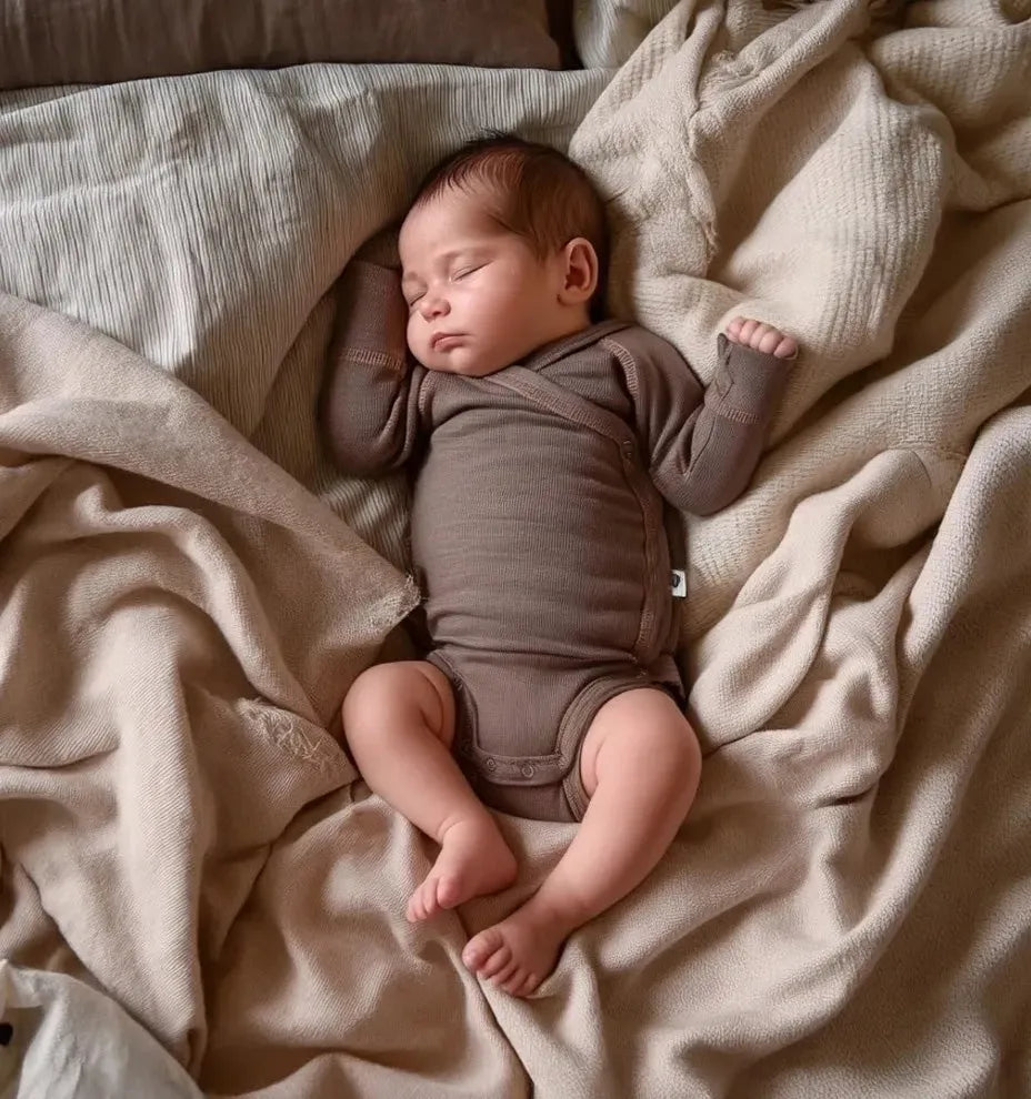Body avvolgente in lana Merino a manica lunga
