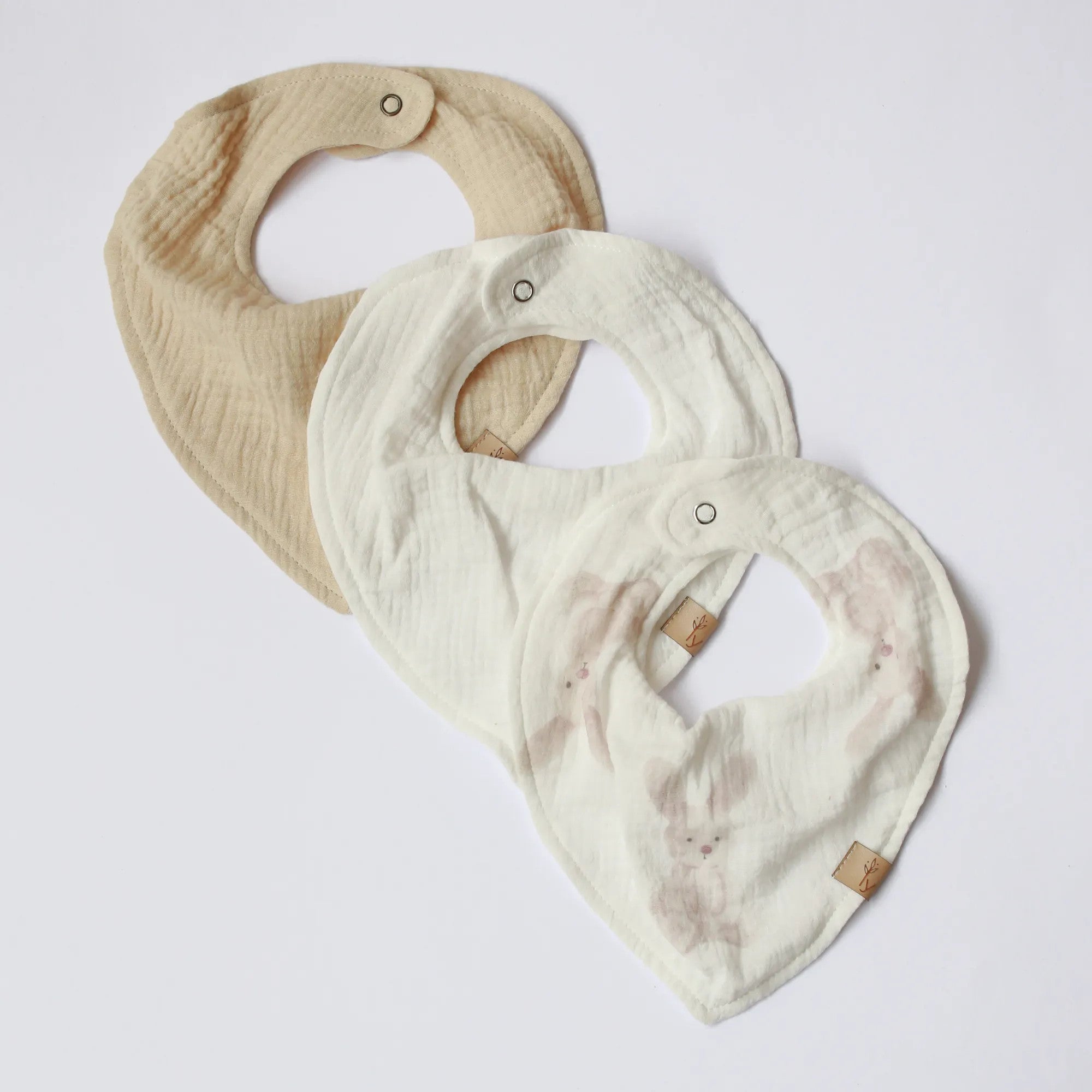 set di 3 bavaglini mussola bunnies