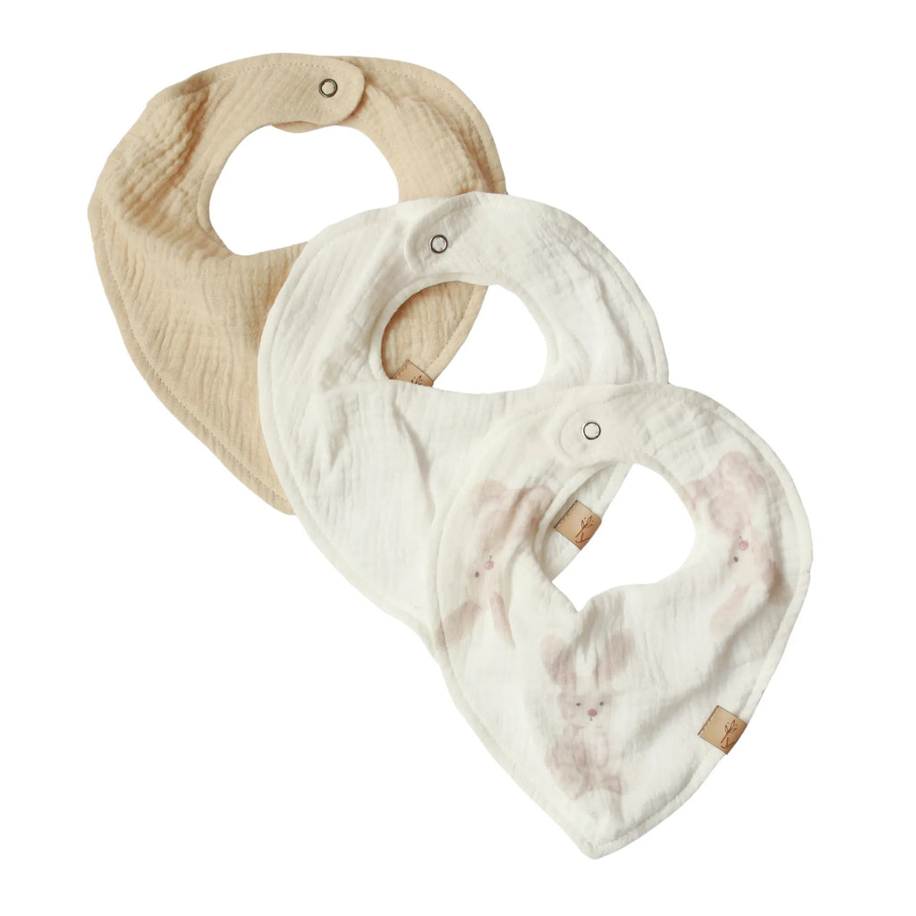 set di 3 bavaglini mussola bunnies