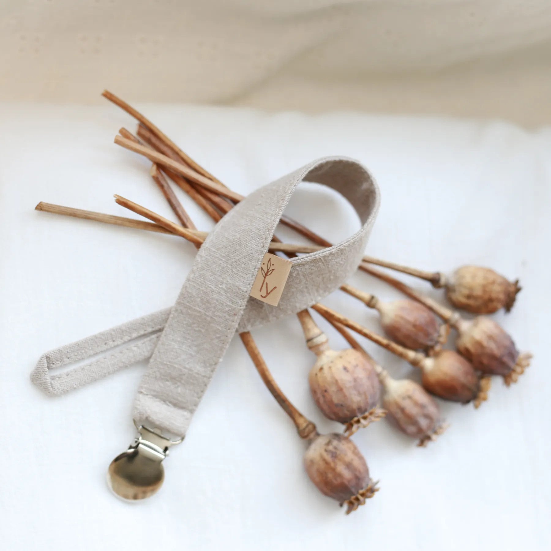 clip per ciuccio in lino