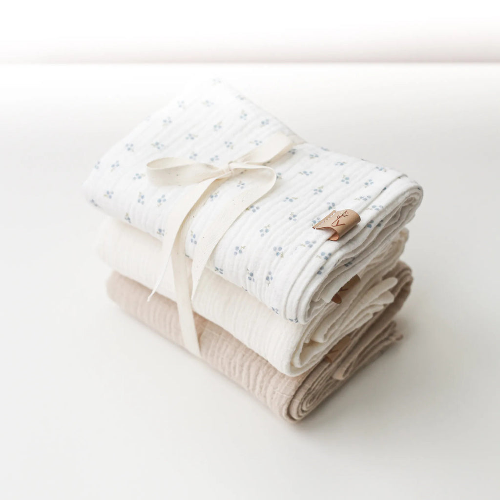 set di 3 panni in mussola forget me not