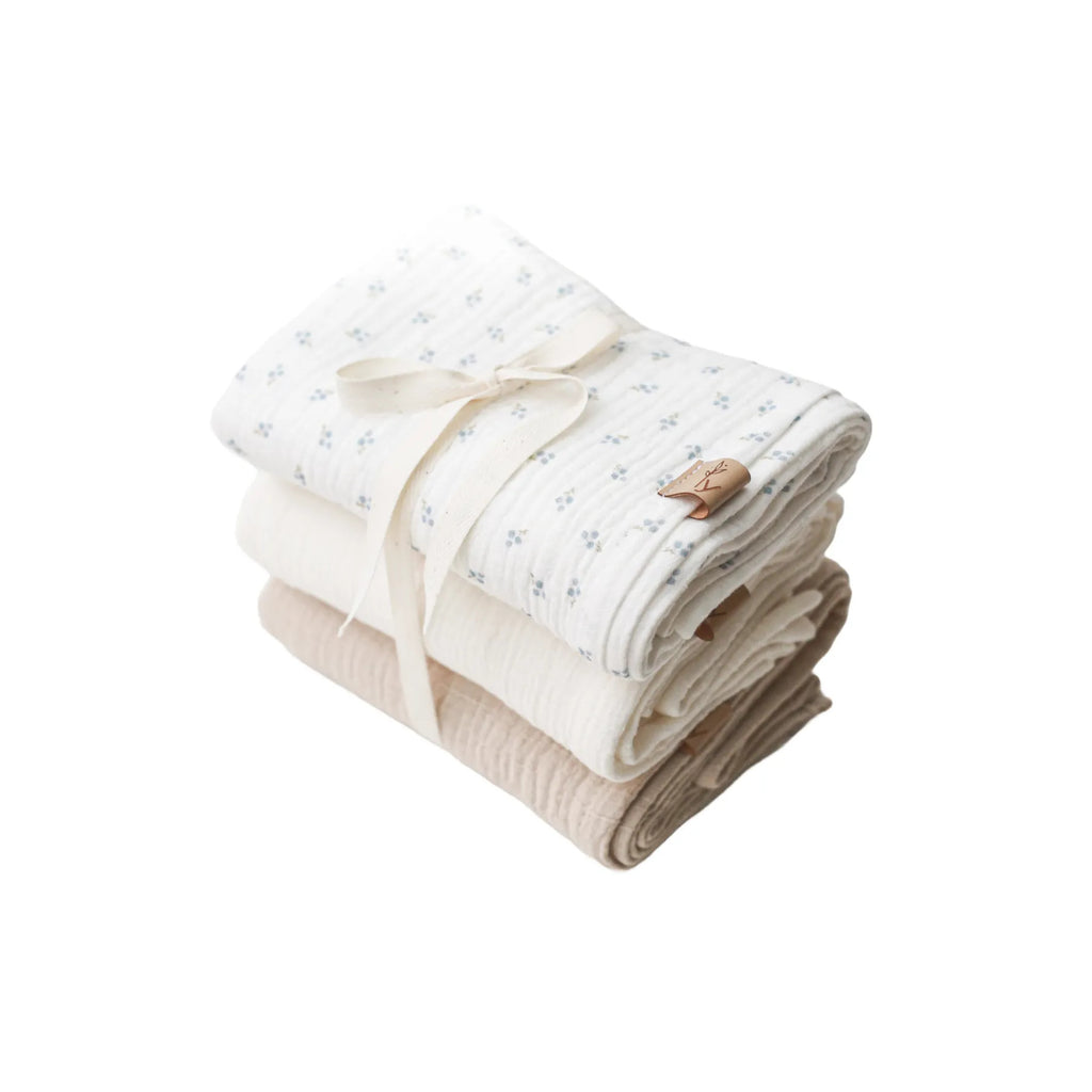 set di 3 panni in mussola forget me not