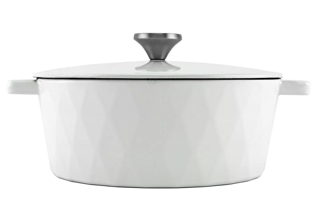 Cocotte Diamond in ghisa smaltata Bianca