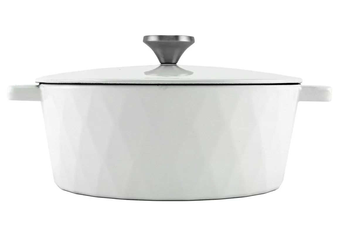 Cocotte Diamond in ghisa smaltata Bianca