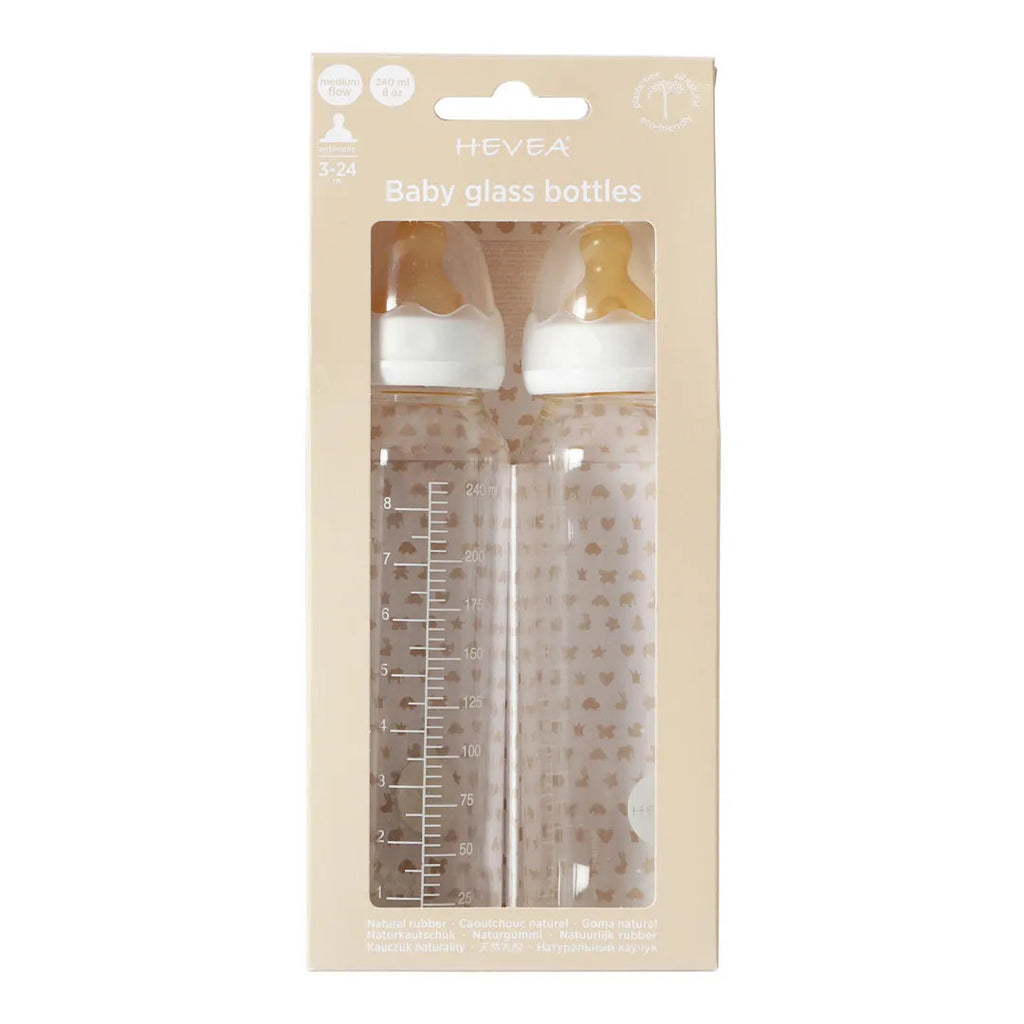 biberon in vetro borosilicato collo standard 240 ml set 2 pz hevea