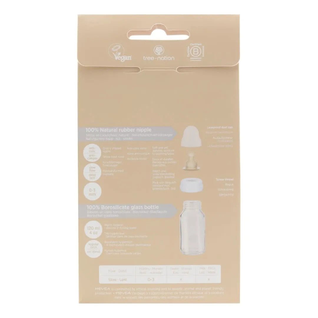 biberon in vetro borosilicato collo standard 240 ml set 2 pz hevea