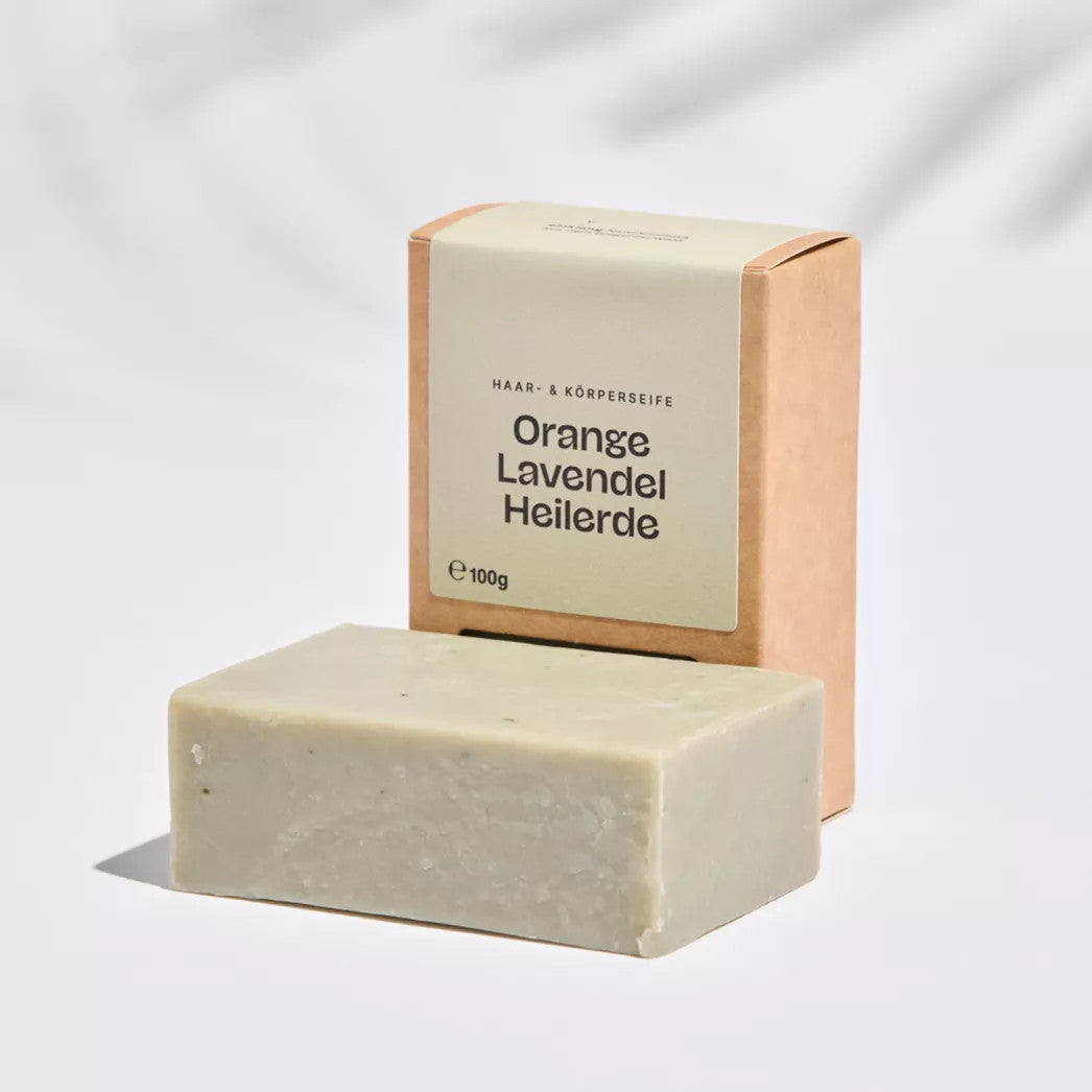 sapone solido capelli corpo arancia lavanda argilla verde