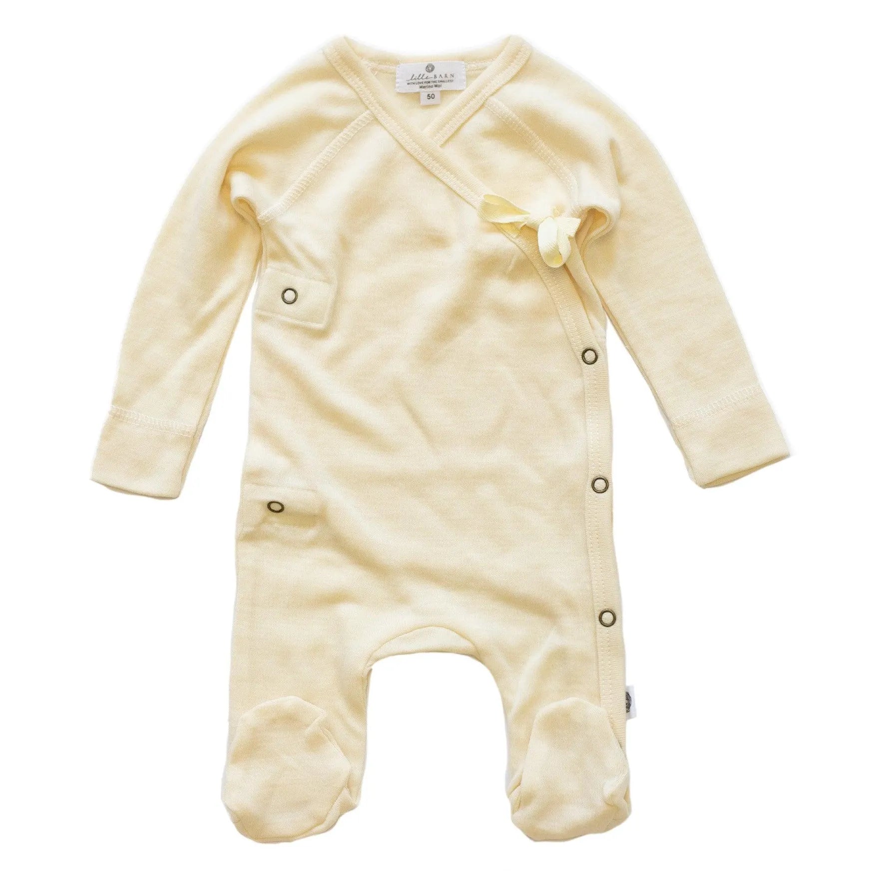 Tutina Neonato con Piedini in Lana Merino – Chiusura a Portafoglio