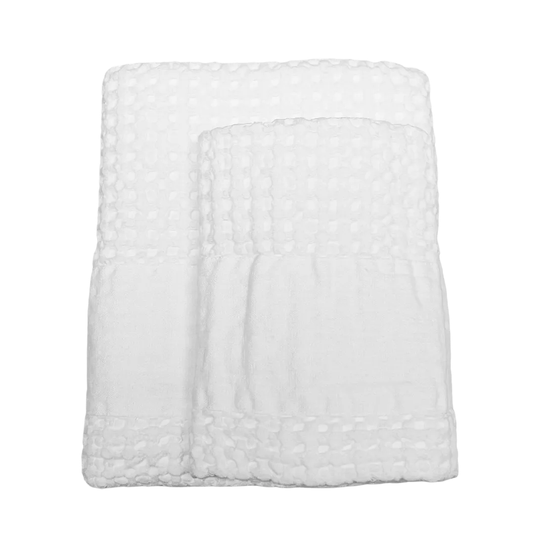 Set Asciugamani Pure nido d'ape bordo lino
