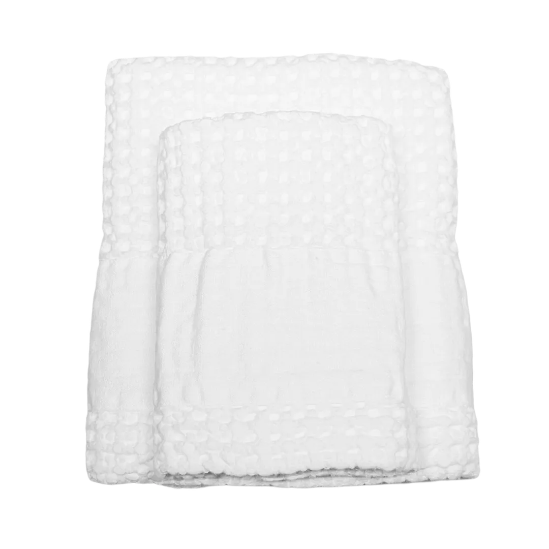 Set Asciugamani Pure nido d'ape bordo lino