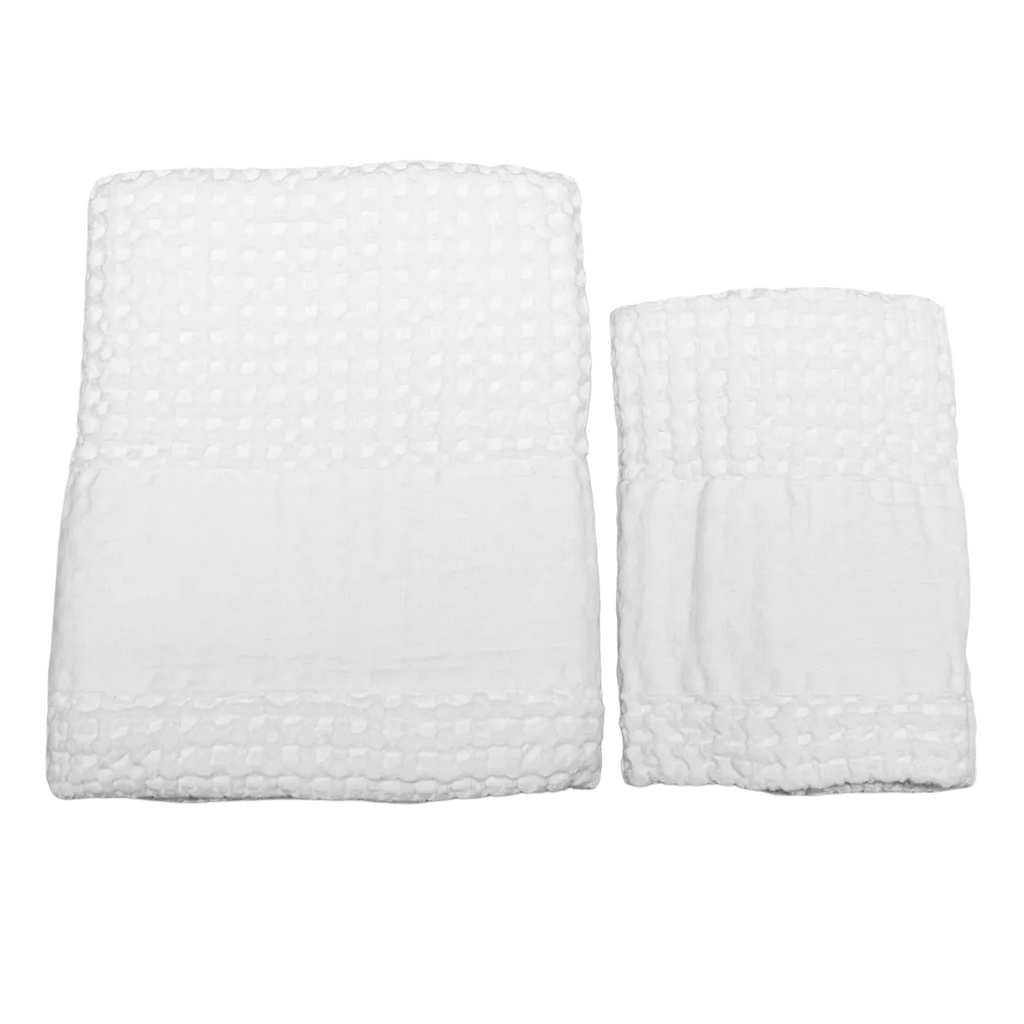 Pure Waffle Towel Set with Linen Border