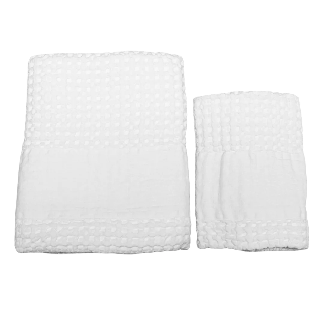 Set Asciugamani Pure nido d'ape bordo lino