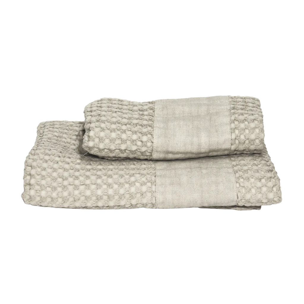 Pure Waffle Towel Set with Linen Border