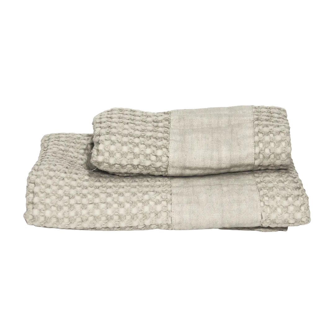 Set Asciugamani Pure nido d'ape bordo lino