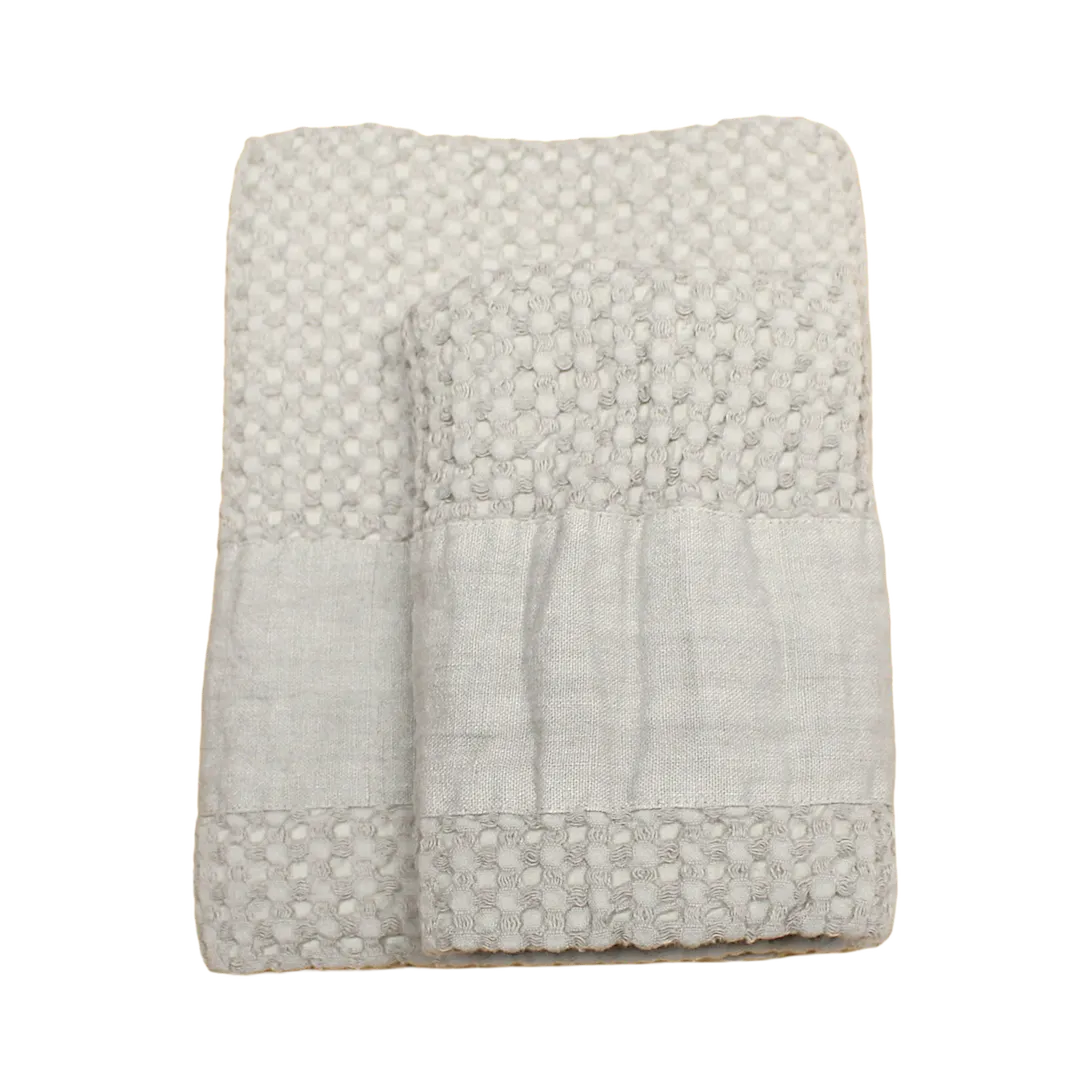 Pure Waffle Towel Set with Linen Border