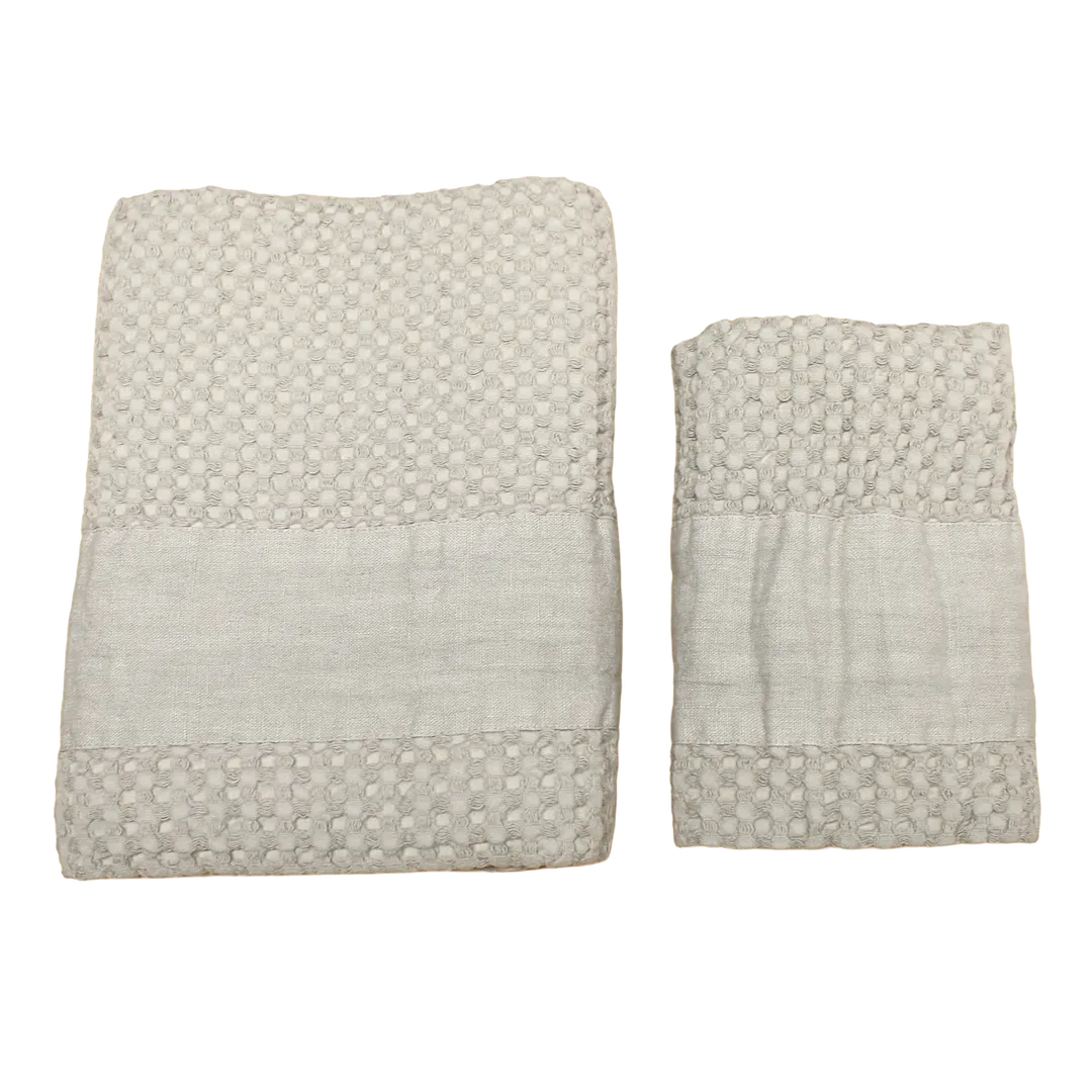Pure Waffle Towel Set with Linen Border