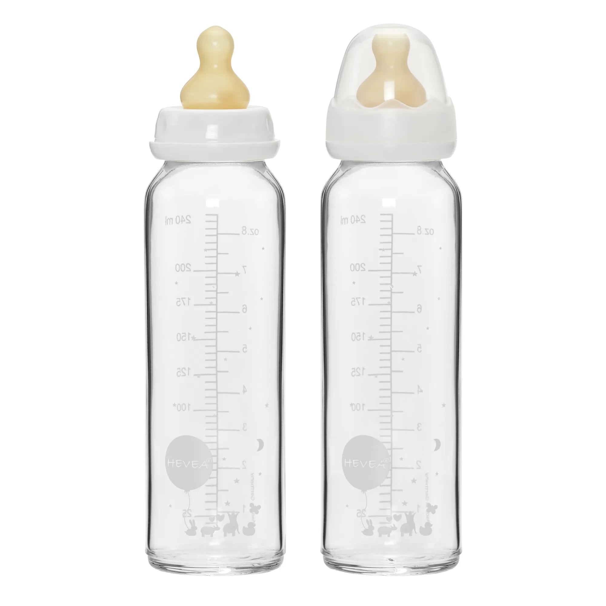 Set 2 Biberon in vetro borosilicato collo standard 240 ml | HEVEA