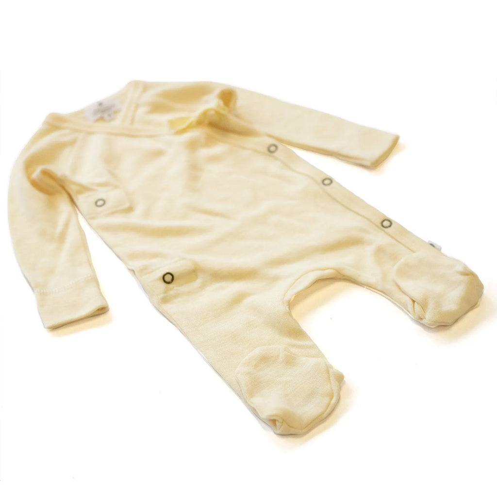 Merino Wool Baby Sleepsuit with Feet – Kimono Style