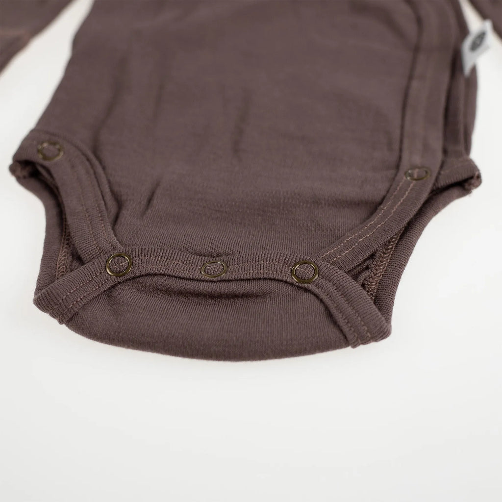 Long-sleeved Merino wool wrap-around bodysuit